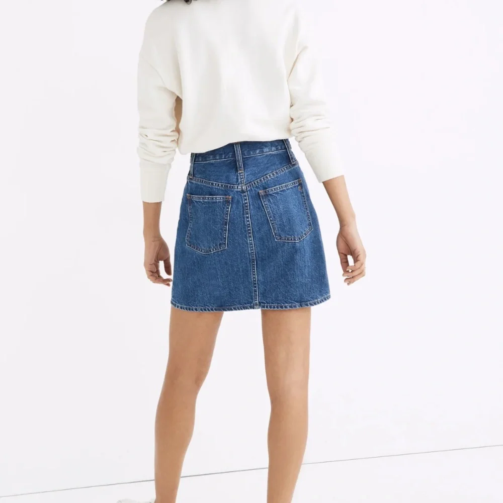 Madewell Rigid Denim Straight Mini Skirt in Haydel Tie-Waist Edition 26 new